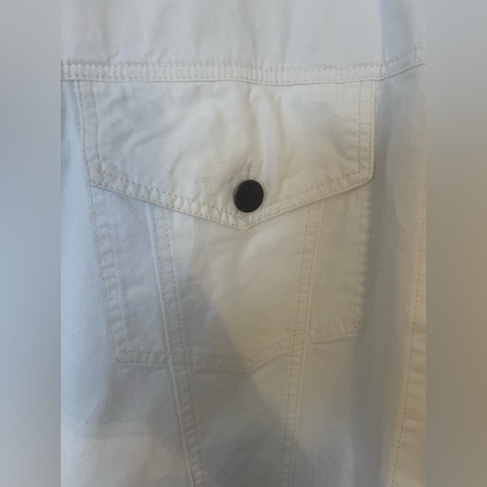 Oversized White Denim Button-Up Cape Jacket/Vest - Picture 7 of 10